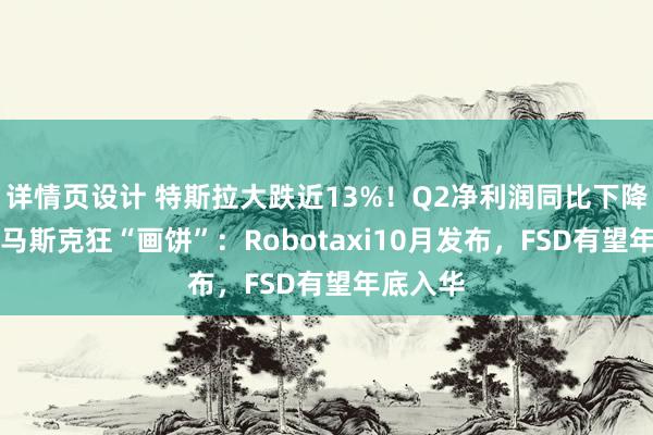 详情页设计 特斯拉大跌近13%！Q2净利润同比下降45%，马斯克狂“画饼”：Robotaxi10月发布，FSD有望年底入华