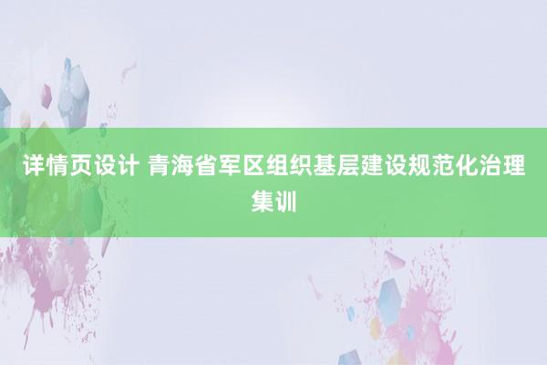 详情页设计 青海省军区组织基层建设规范化治理集训