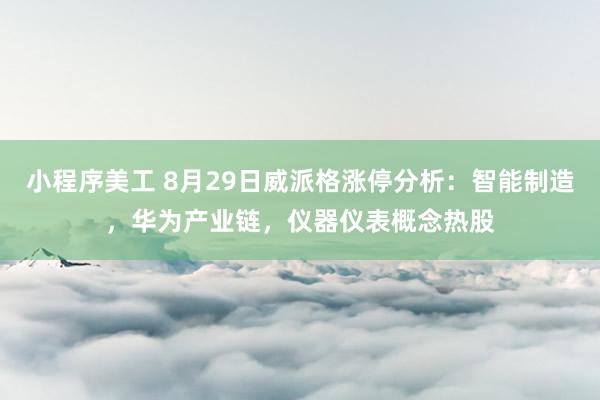 小程序美工 8月29日威派格涨停分析：智能制造，华为产业链，仪器仪表概念热股